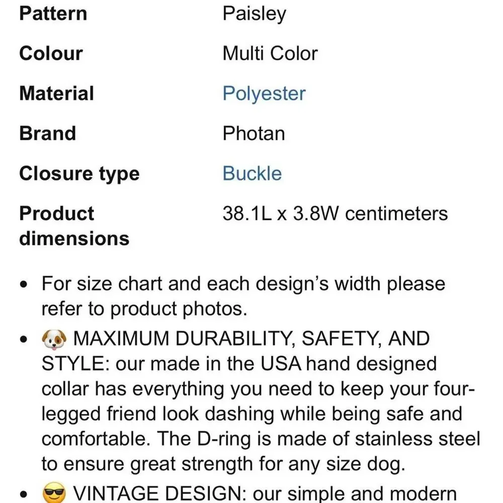 🚨Photan Brand New HANDMADE Dog Collar Adjustable Dog Collar Ring and Buckle 🐶